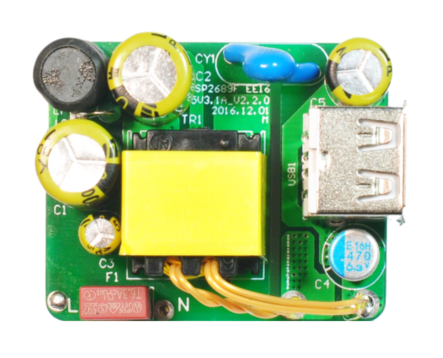 硅动力SP2689F+SP6503F电源5V 3.1A同步整流六级能效充电器方案PCBA板正面