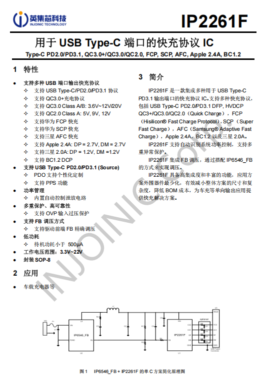 英集芯IP2261F发布 - 支持FB调压的PD快充协议IC